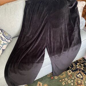 Woman Within Black Velvet Wide-Leg Lounge Track Pants Size 4X